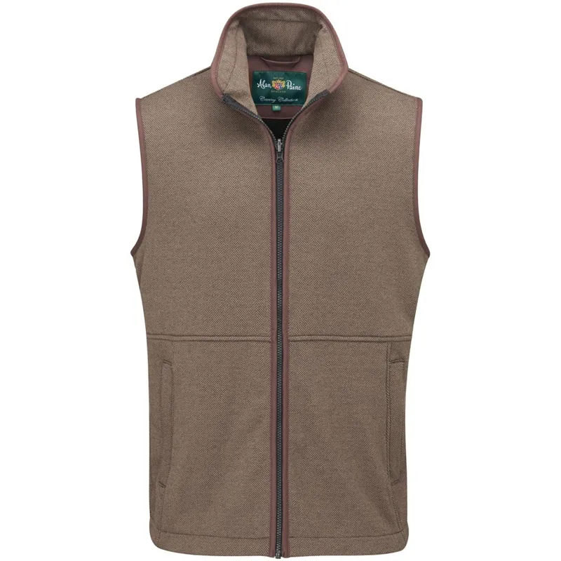 Alan Paine Aylsham Mens Fleece Waistcoat Brown Herringbone