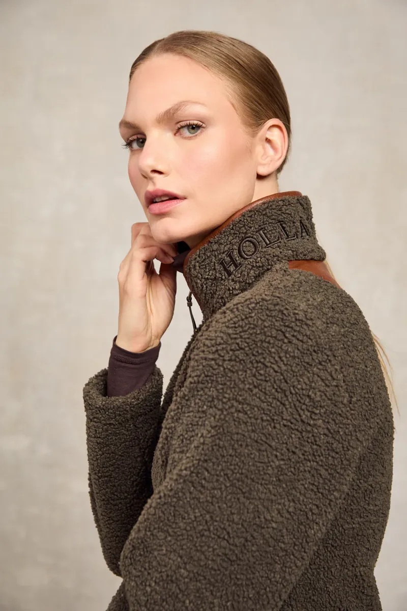 Holland Cooper Country Fleece Quarter Zip Khaki Borg-3