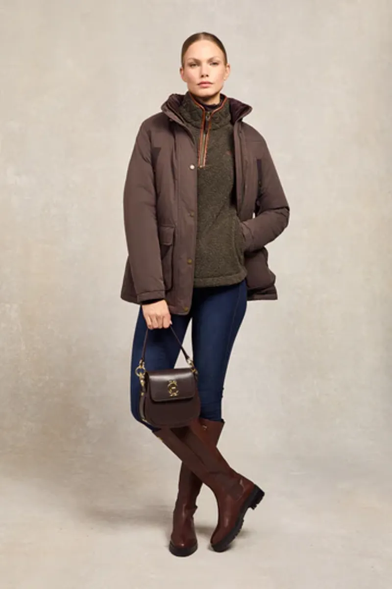 Holland Cooper Country Fleece Quarter Zip Khaki Borg-4