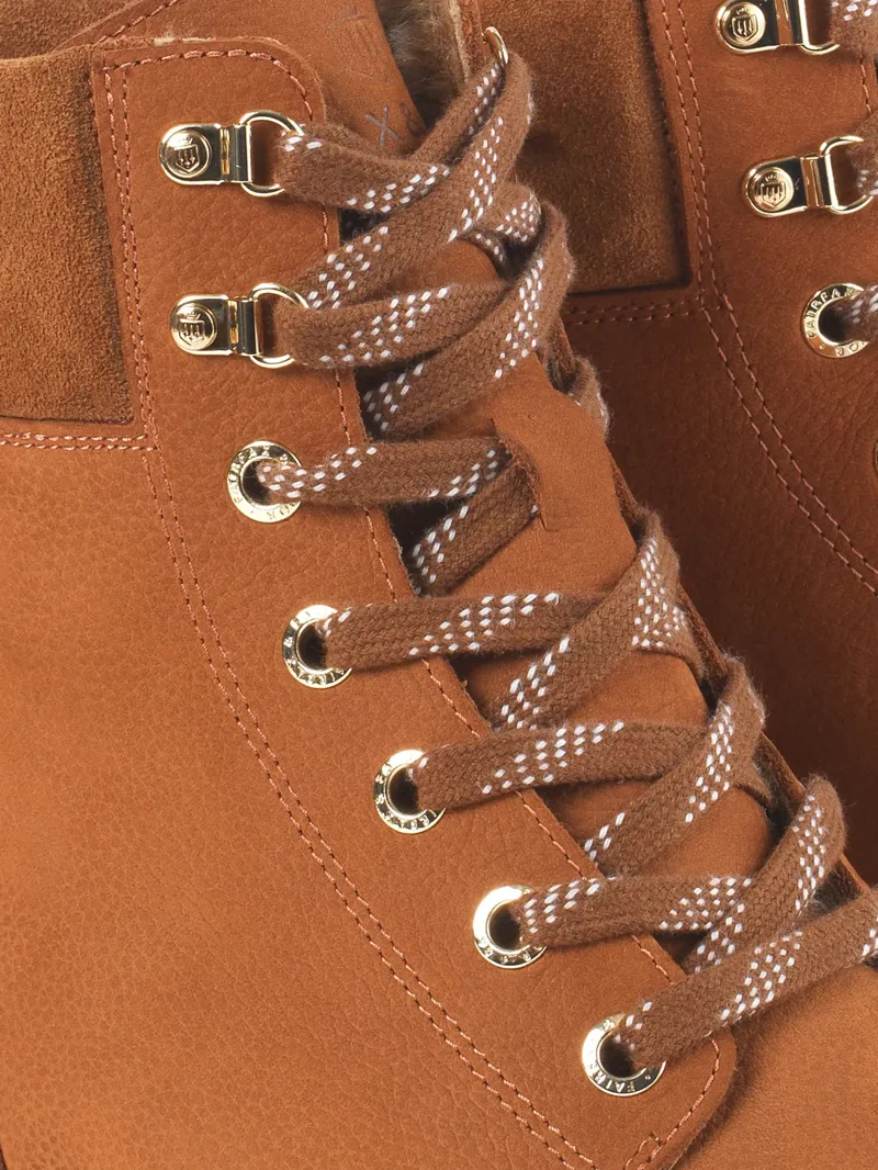 Fairfax and Favor Shearling Lined Galway Ankle Boot Cognac Nubuck-4