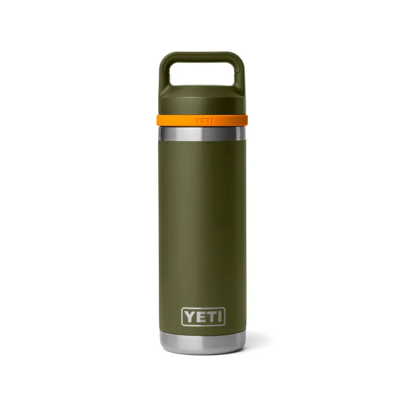 Yeti Rambler 18oz Bottle Chug in Olive/King Crab Orange
