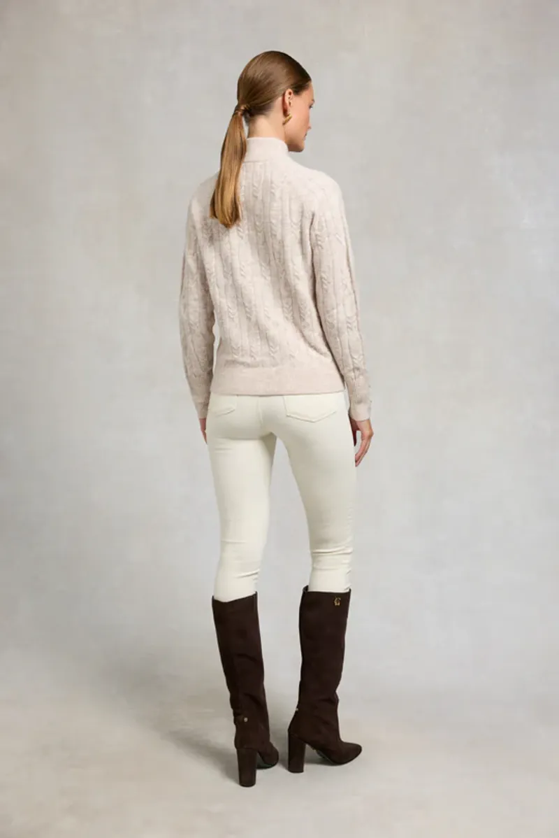 Holland Cooper Bridget Quarter Zip Knit Barley-1