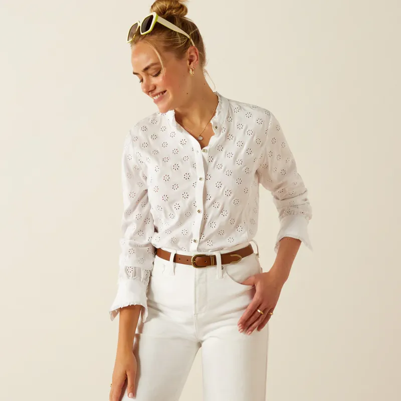 Ariat Clarion Blouse White Eyelet-1