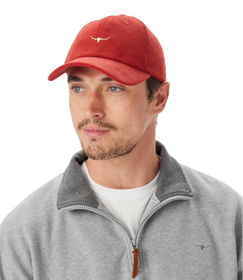 RM Williams Mini Longhorn Cord Cap Crimson-1