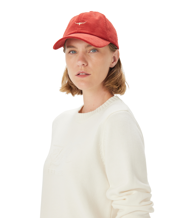 RM Williams Mini Longhorn Cord Cap Crimson-5