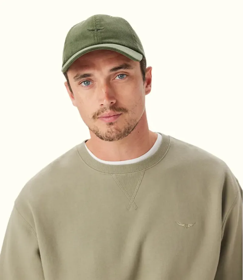 RM Williams Mini Longhorn Cord Cap Moss-1