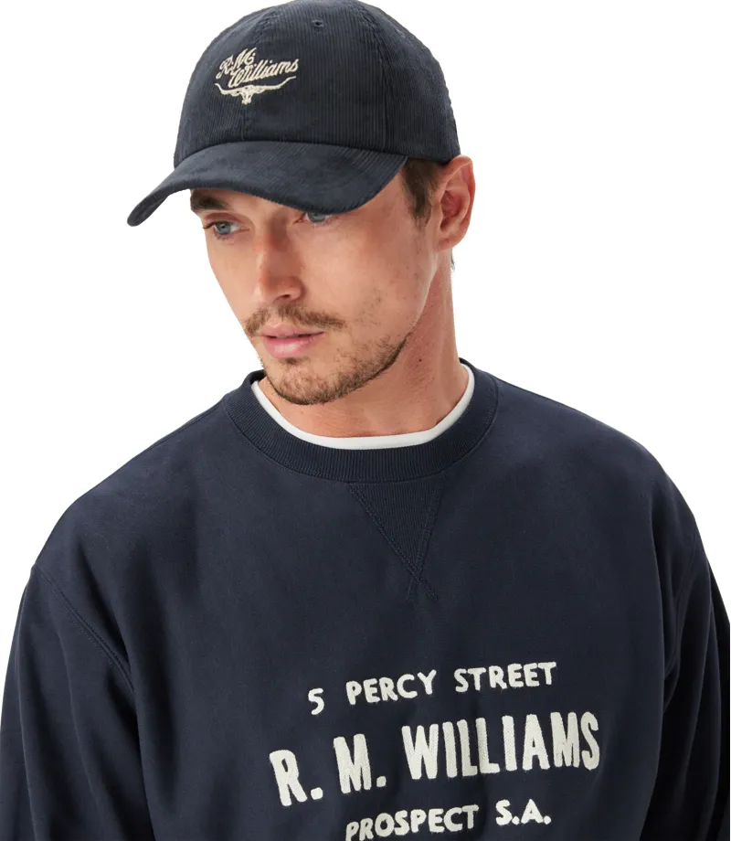 RM Williams Script Longhorn Cord Cap Slate-2