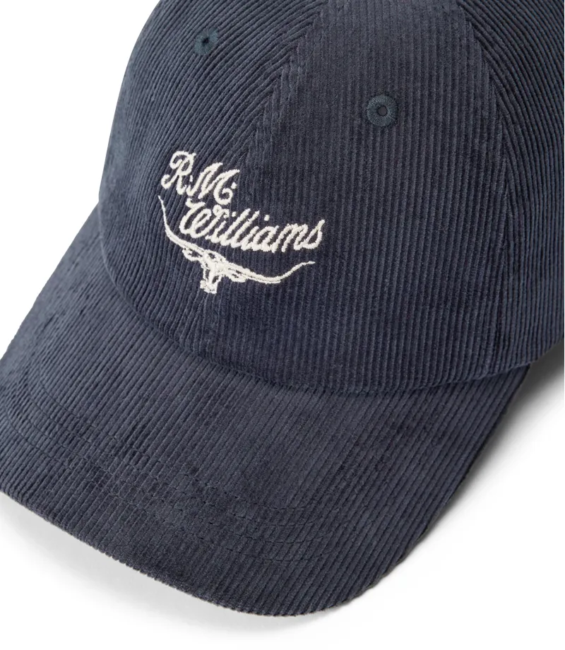 RM Williams Script Longhorn Cord Cap Slate-1
