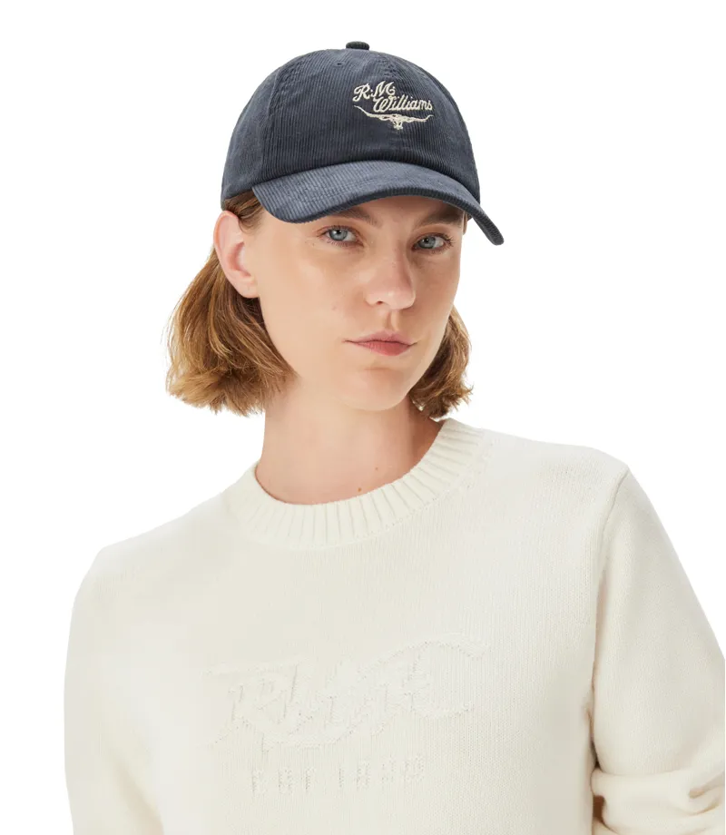 RM Williams Script Longhorn Cord Cap Slate-4