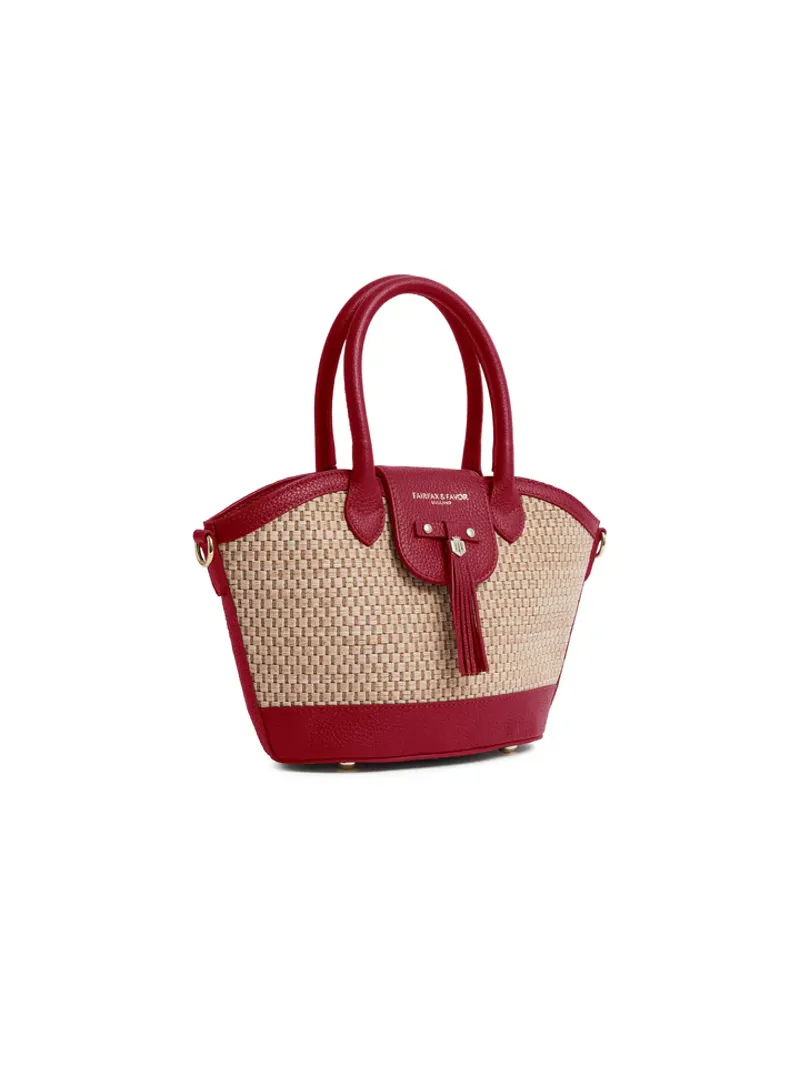 Fairfax and Favor Mini Windsor Basket Bag Cherry Leather-2