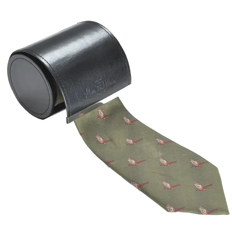 Alan Paine Ripon Silk Tie Flying Pheasant Olive