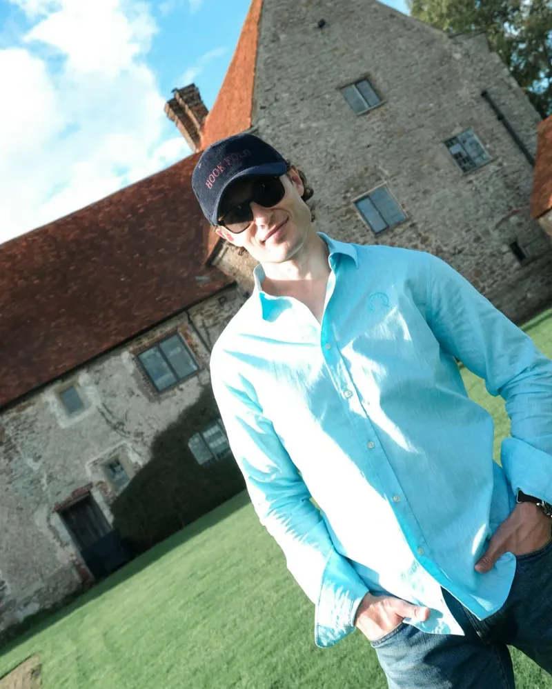 Hook Polo Men's Bermuda Blue Linen Shirt