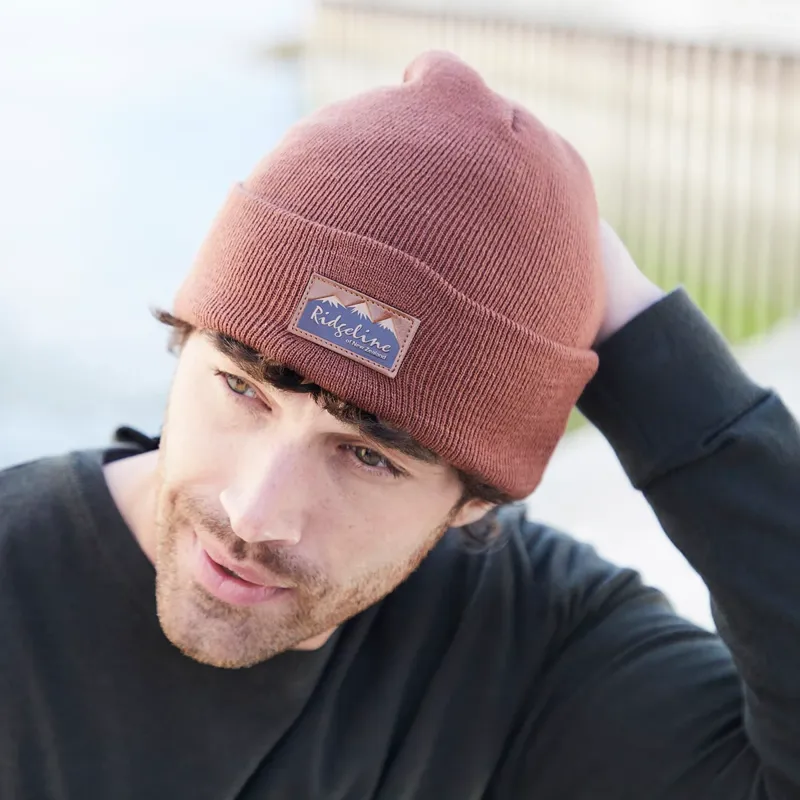 Ridgeline Heritage Fine Knit Beanie in Nutmeg-4