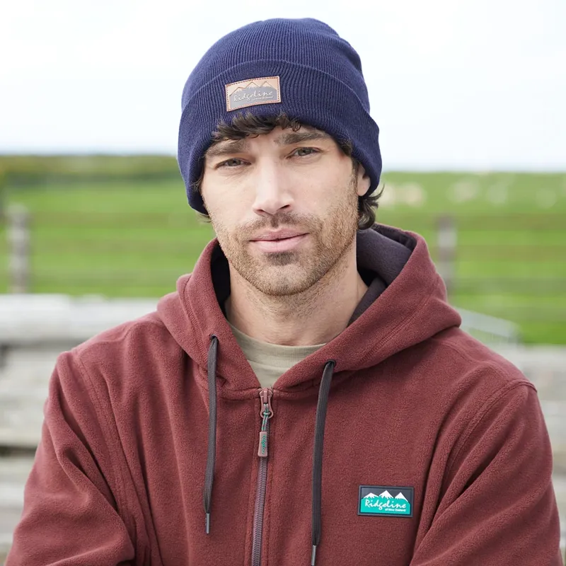 Ridgeline Heritage Fine Knit Beanie in Navy-4