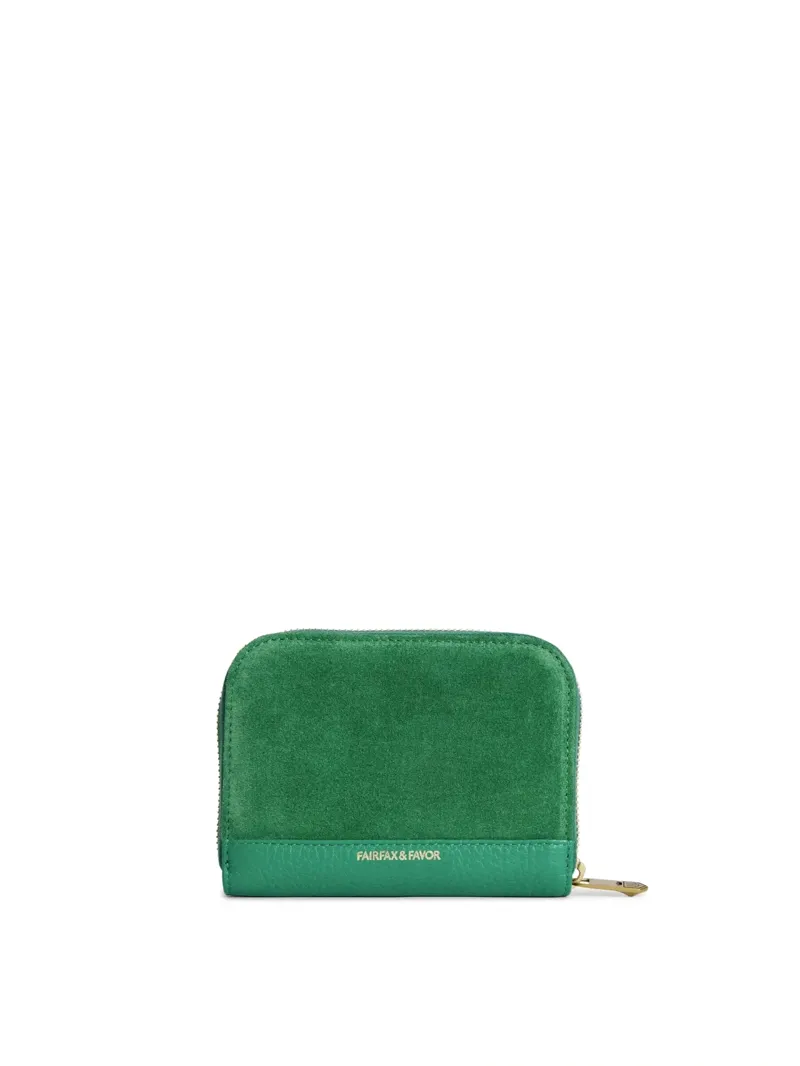 Fairfax and Favor Mini Salisbury Purse Clover Green Suede-1
