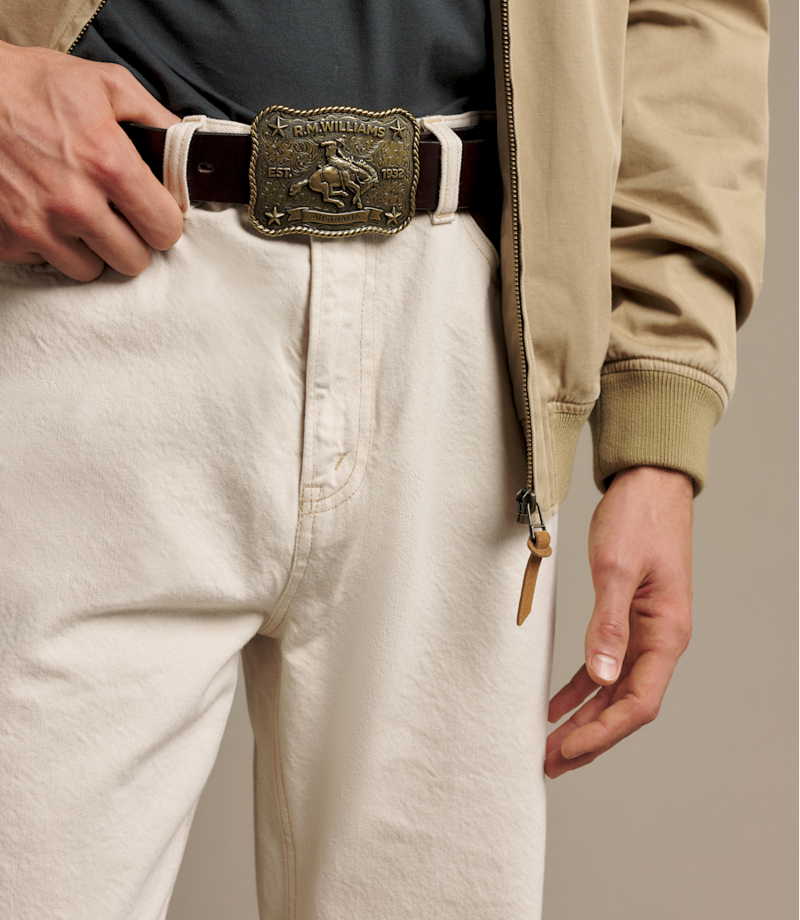 RM Williams Cloudbuster Trophy Buckle in Antique Brass-4