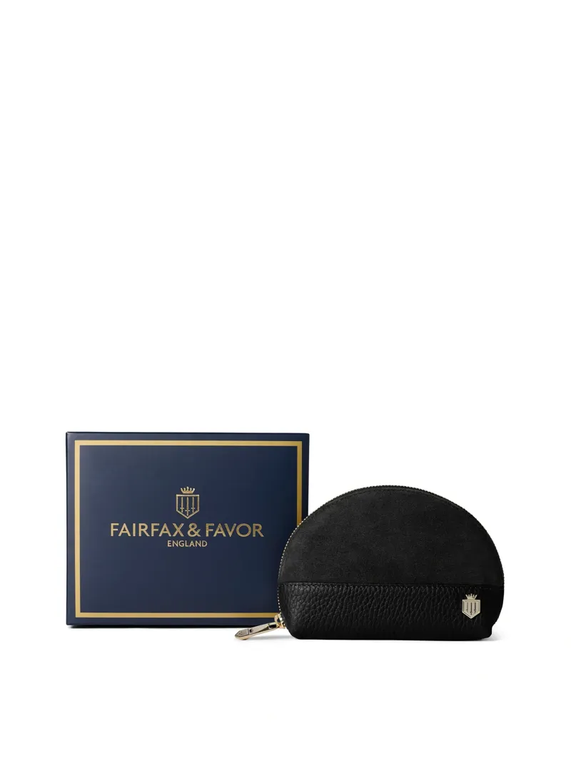 Fairfax and Favor Chiltern Coin Purse in Black Suede-1