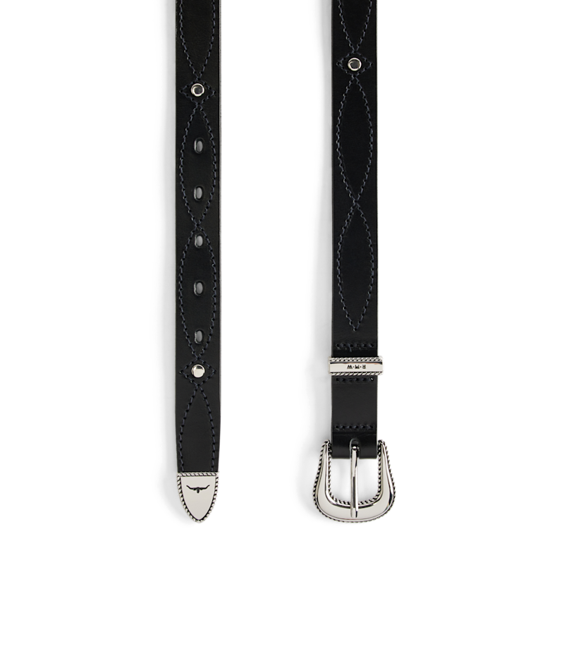 RM Williams Agnes Stitched Studded Belt in Black-2