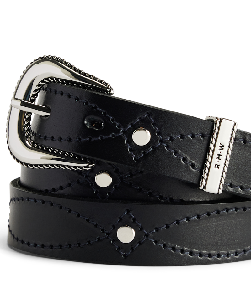 RM Williams Agnes Stitched Studded Belt in Black-3