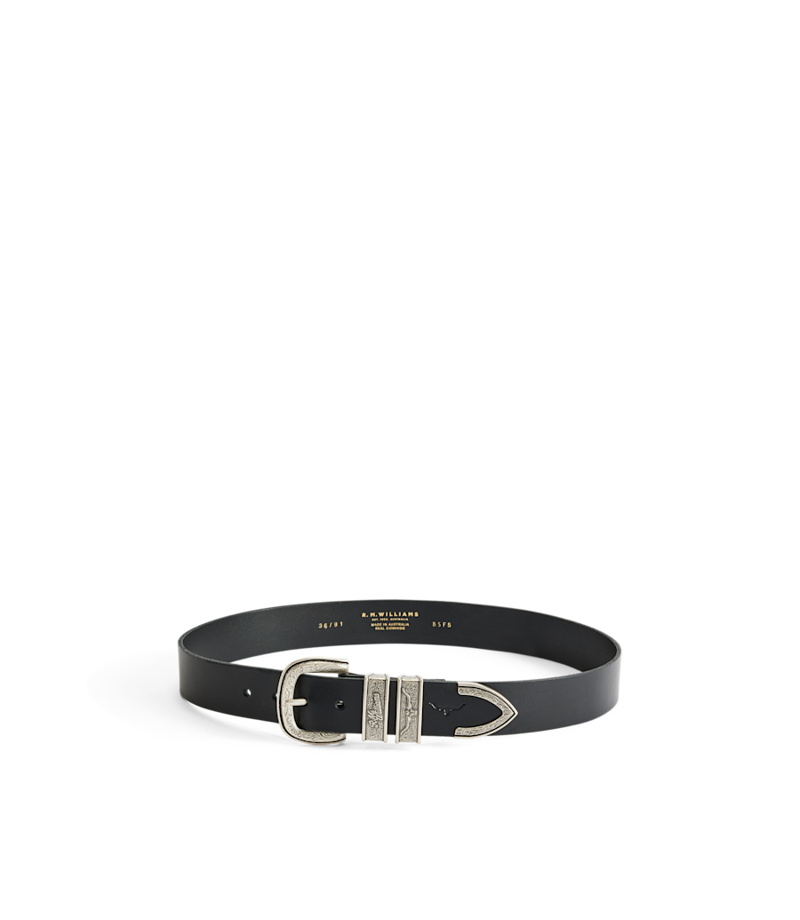RM Williams Rope Drover Belt in Black-1