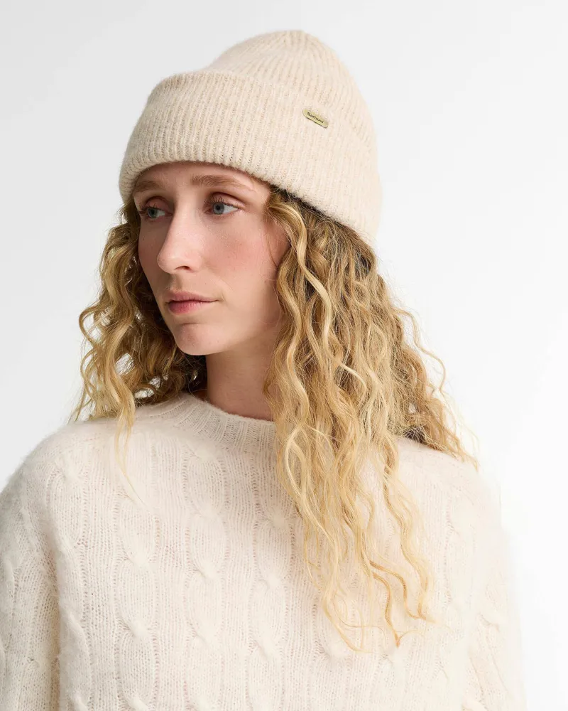 Barbour Enid Knitted Beanie Hat in Birch-4