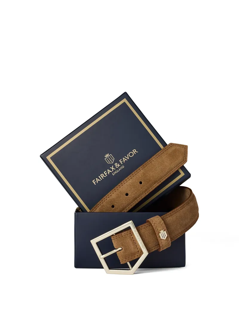 Fairfax and Favor Womens Felbrigg Suede Belt in Tan-1