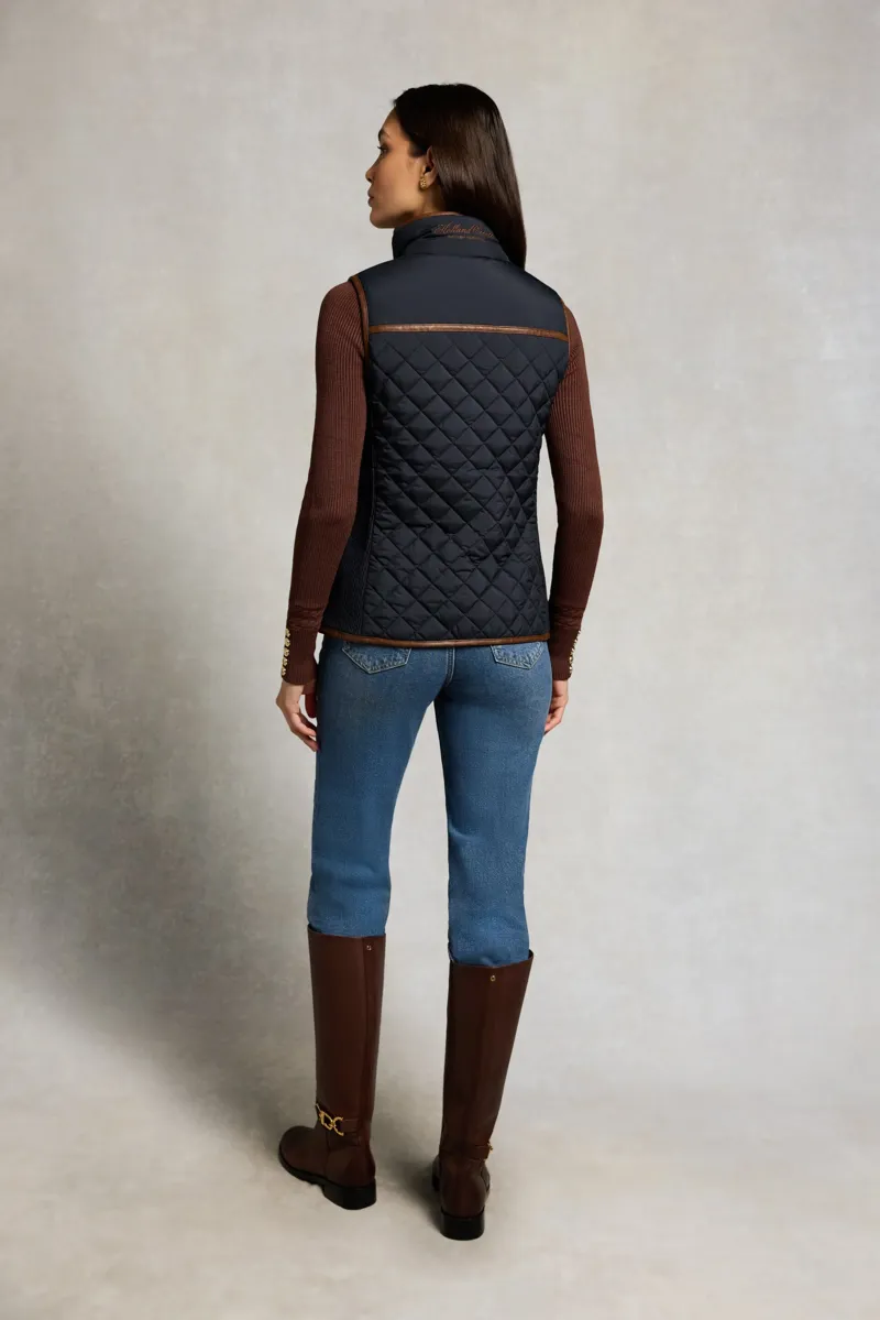 Holland Cooper Boughton Diamond Quilt Gilet in Ink Navy-6
