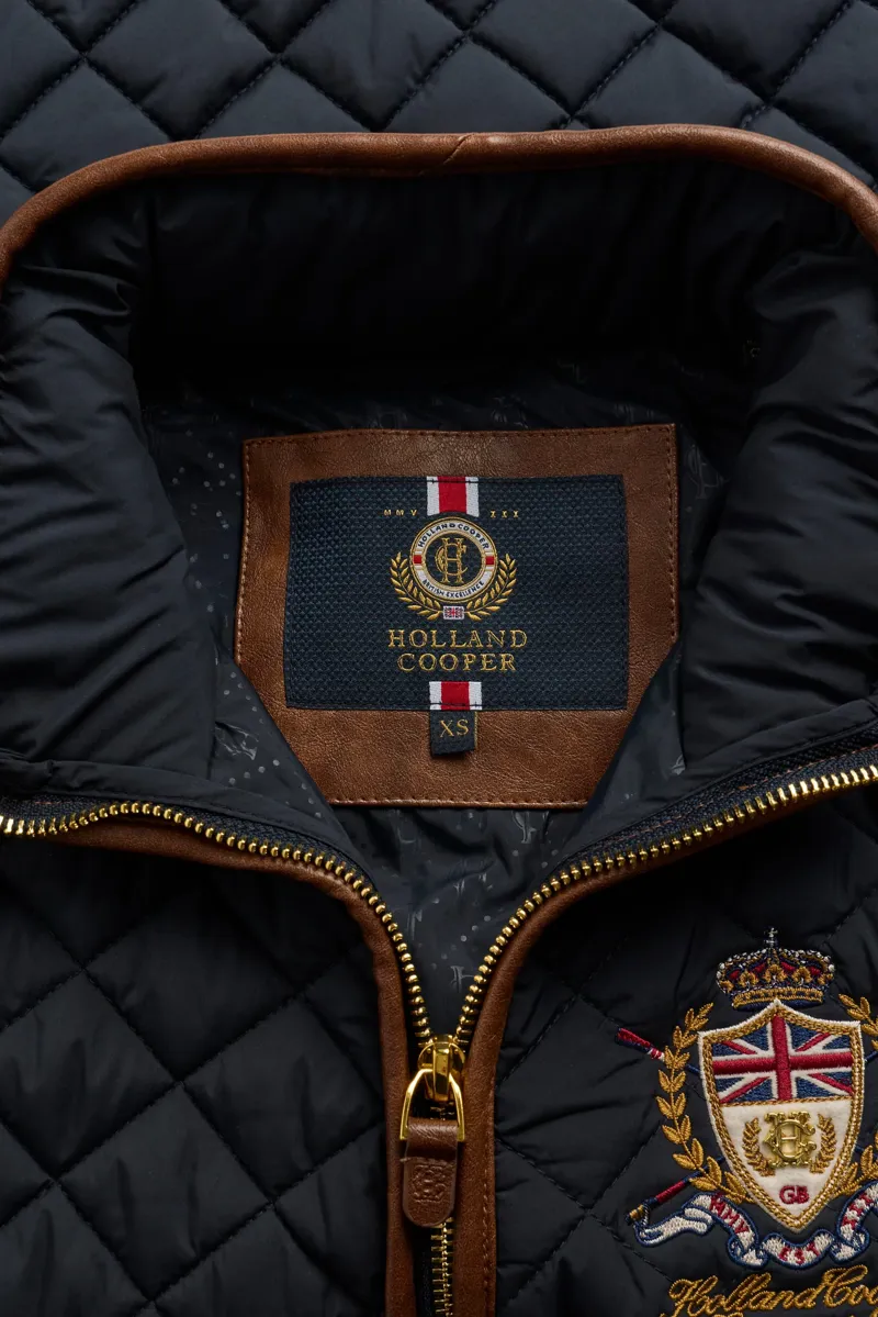 Holland Cooper Boughton Diamond Quilt Gilet in Ink Navy-7