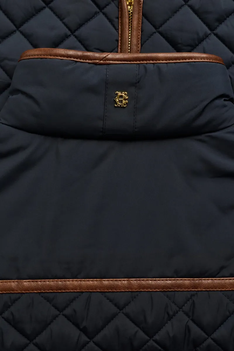 Holland Cooper Boughton Diamond Quilt Gilet in Ink Navy-9