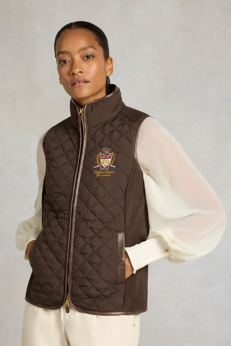 Holland Cooper Boughton Diamond Quilt Gilet in Walnut-1