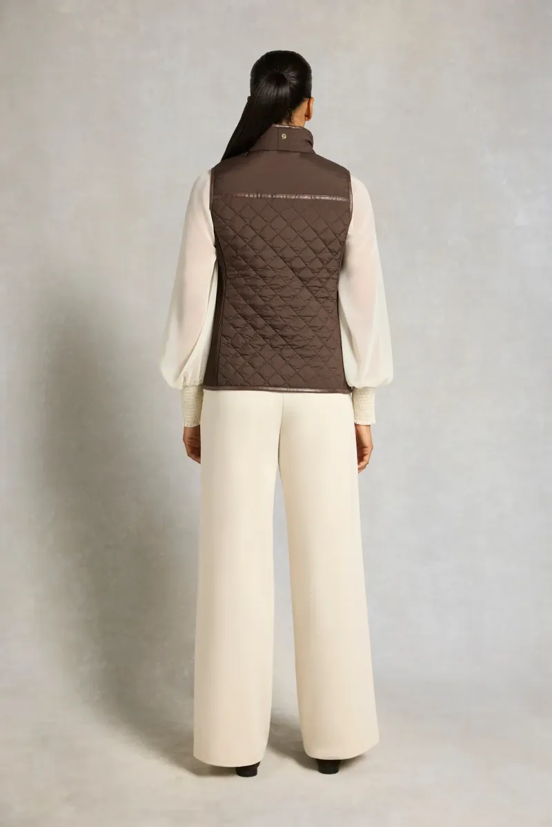 Holland Cooper Boughton Diamond Quilt Gilet in Walnut-6