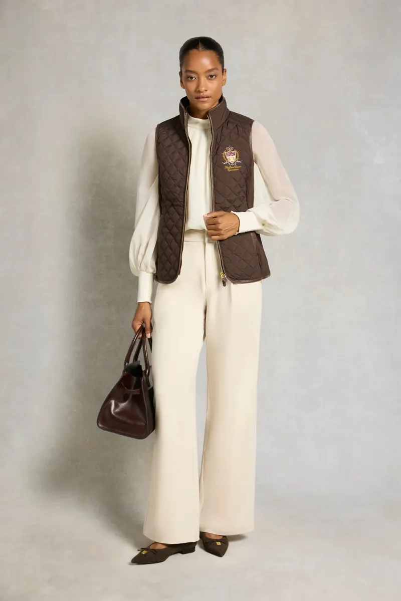 Holland Cooper Boughton Diamond Quilt Gilet in Walnut-4