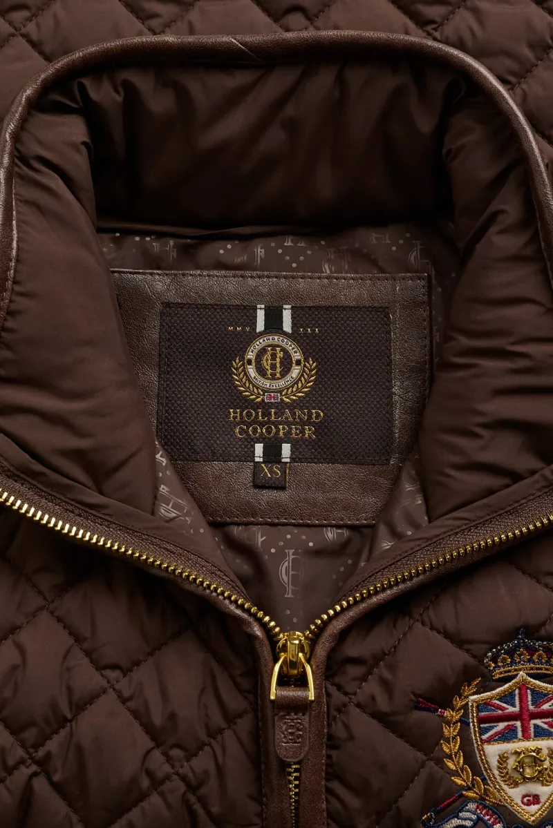 Holland Cooper Boughton Diamond Quilt Gilet in Walnut-8