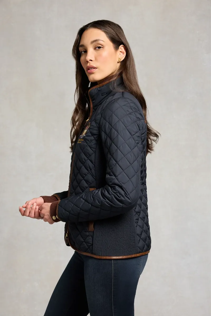 Holland Cooper Boughton Diamond Quilt Jacket in Ink Navy-3