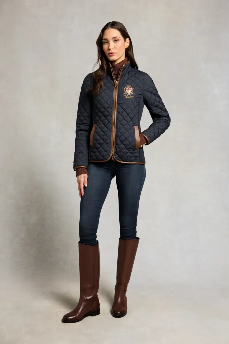 Holland Cooper Boughton Diamond Quilt Jacket in Ink Navy-4