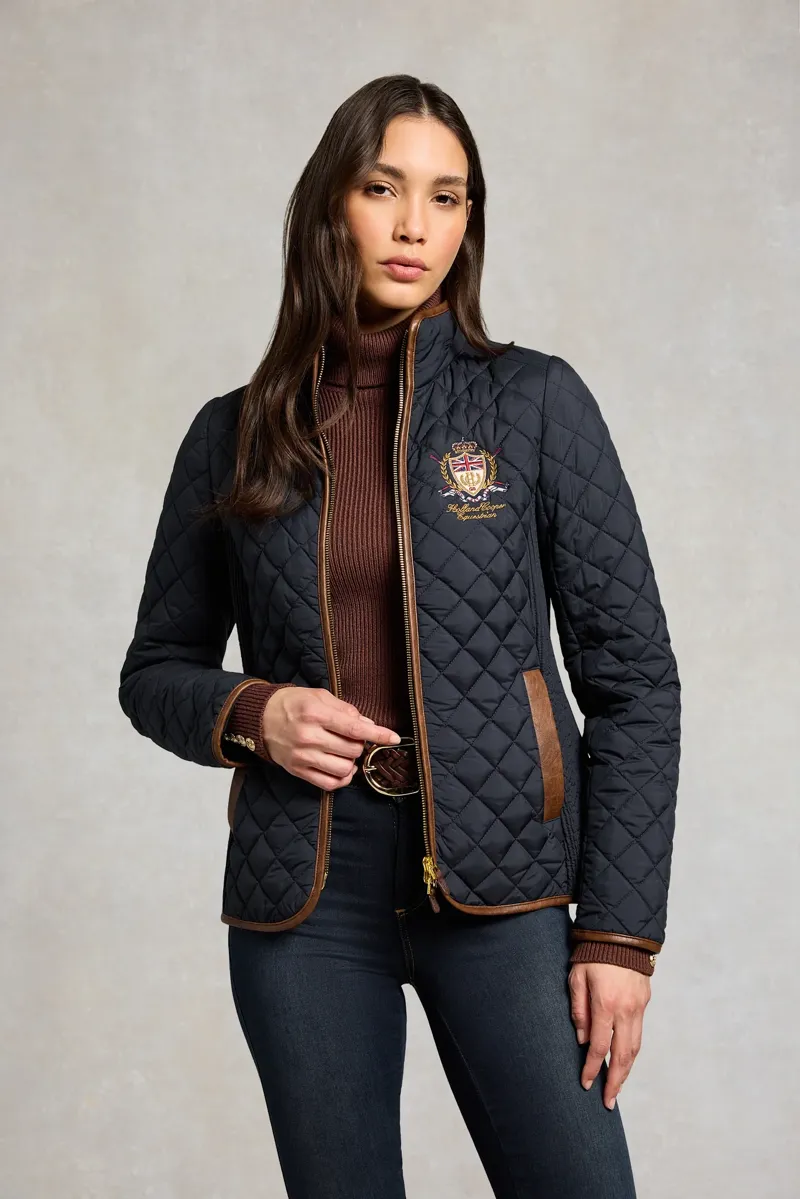 Holland Cooper Boughton Diamond Quilt Jacket in Ink Navy-1