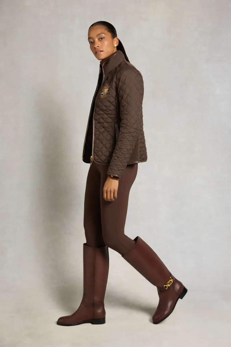 Holland Cooper Boughton Diamond Quilt Jacket in Walnut-2