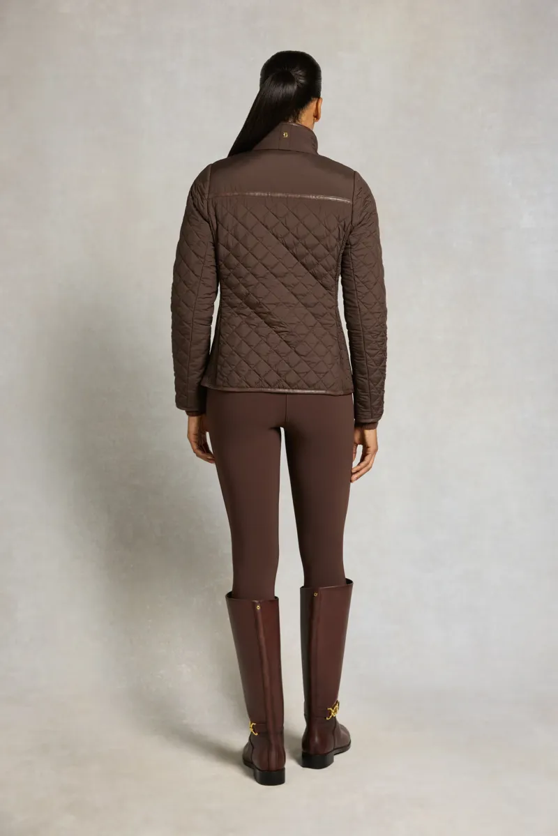 Holland Cooper Boughton Diamond Quilt Jacket in Walnut-3