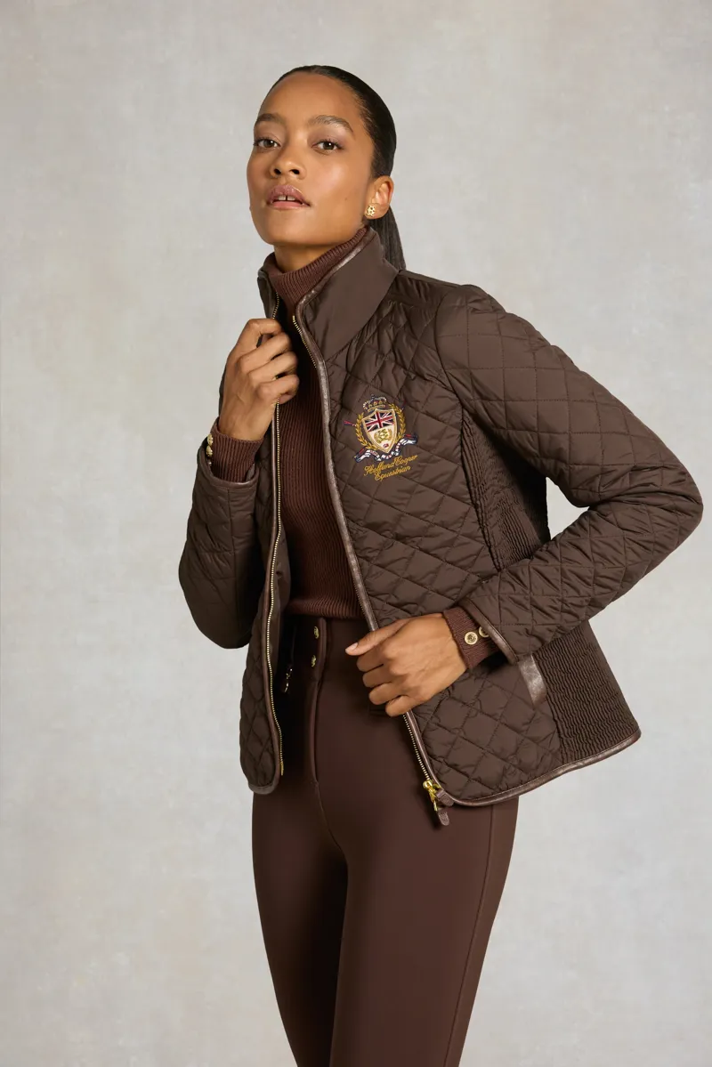 Holland Cooper Boughton Diamond Quilt Jacket in Walnut-4