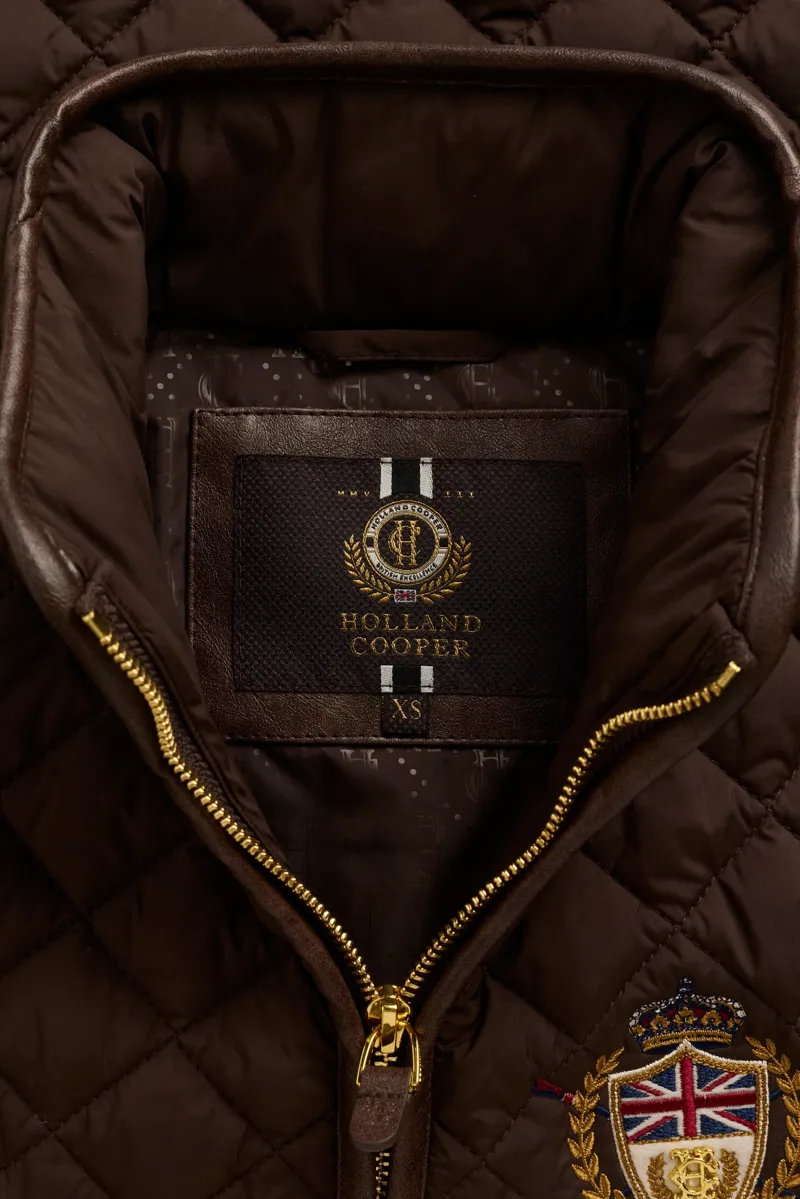 Holland Cooper Boughton Diamond Quilt Jacket in Walnut-6