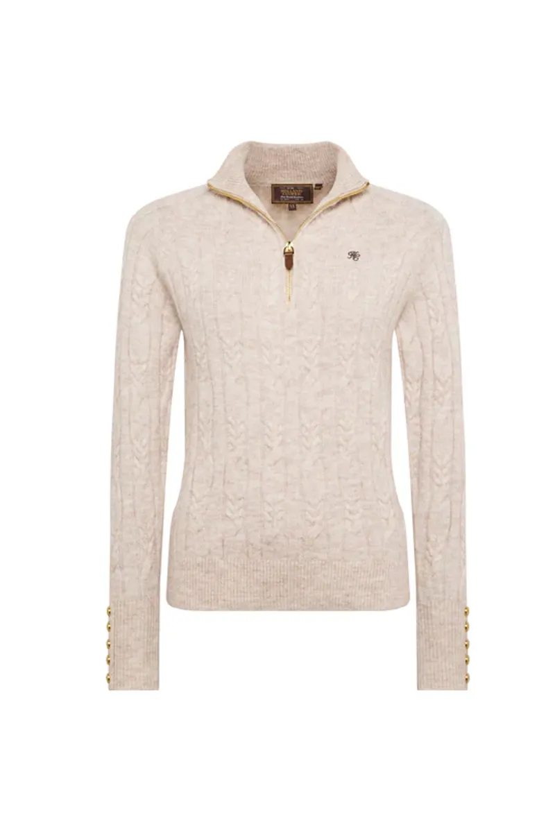 Holland Cooper Bridget Quarter Zip Knit Barley