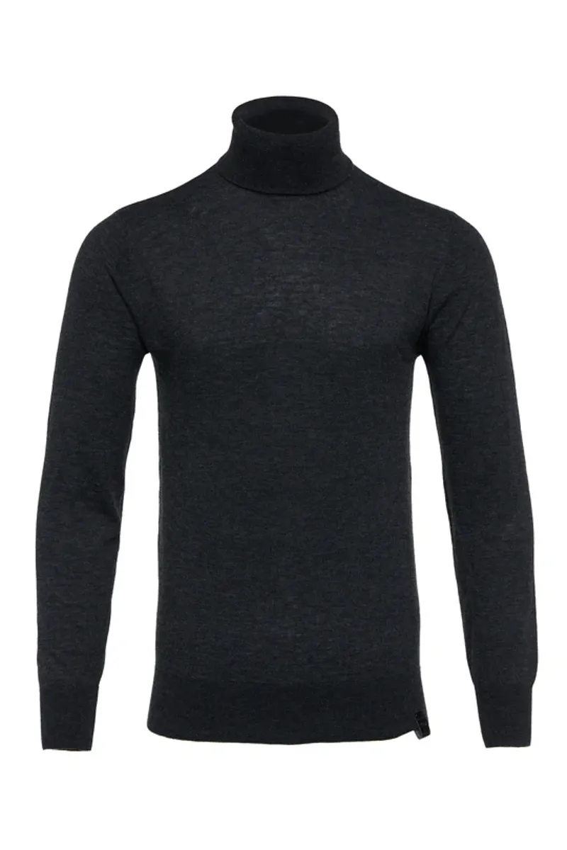 Holland Cooper Mens Fine Roll Neck Knit Charcoal