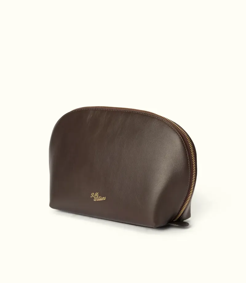 RM Williams Lucinda Large Cosmetic Case Dark Chocolate-1