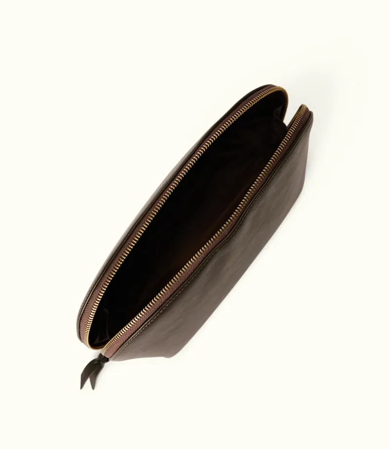 RM Williams Lucinda Large Cosmetic Case Dark Chocolate-3