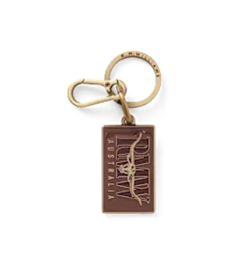 RM Williams Heritage Logo Enamel Keyring in Brown