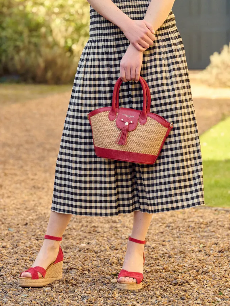 Fairfax and Favor Mini Windsor Basket Bag Cherry Leather-4