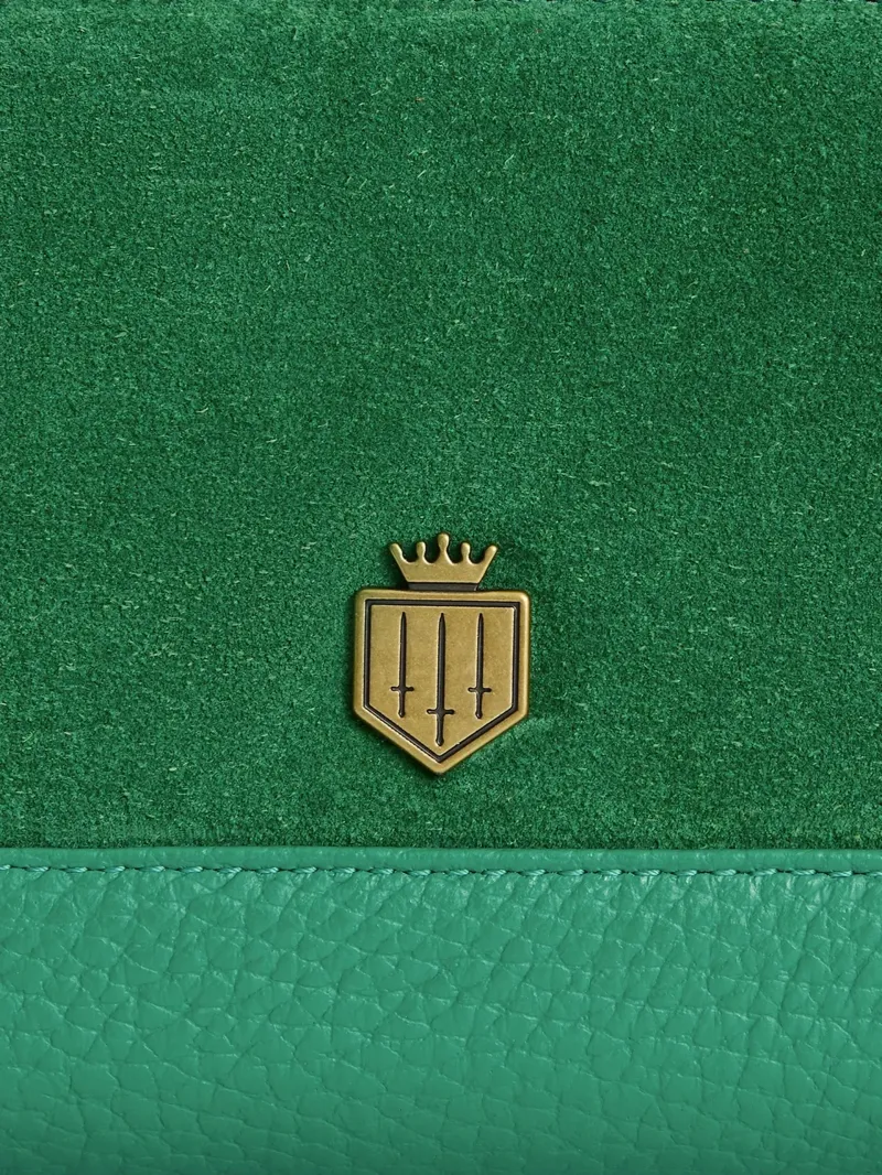 Fairfax and Favor Mini Salisbury Purse Clover Green Suede-3
