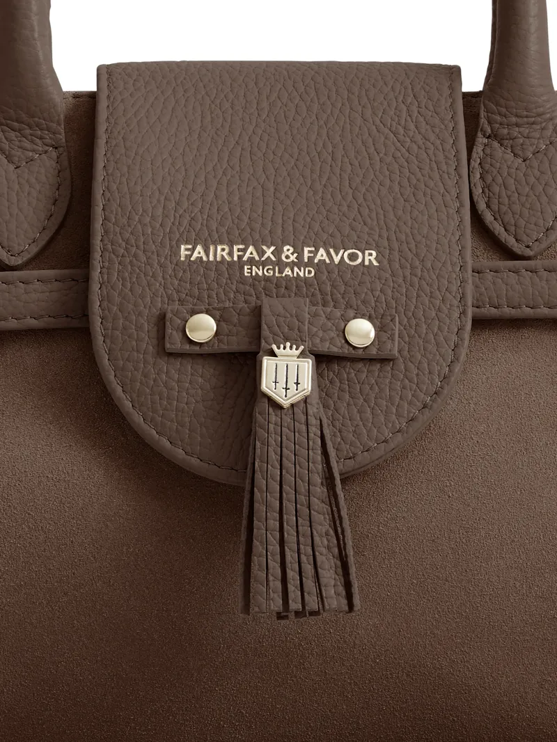 Fairfax and Favor Mini Windsor Handbag Fog Suede-3