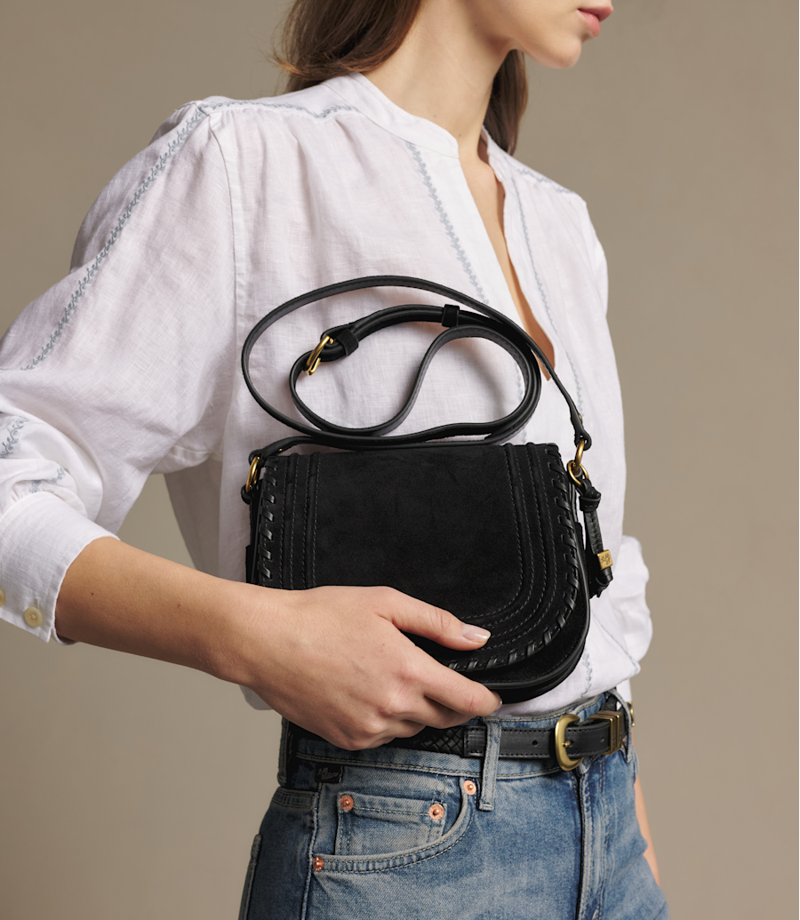 RM Williams Nomad Suede Saddle Bag in Black-7