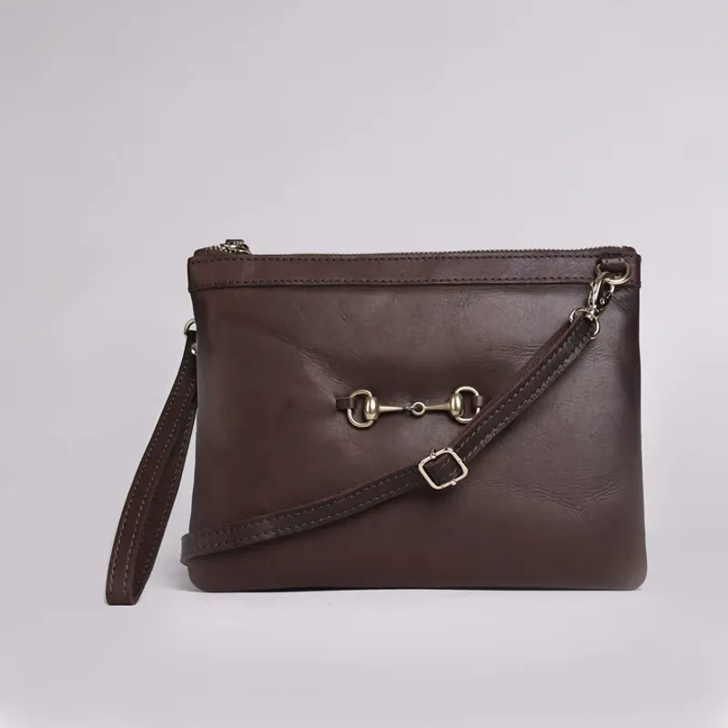 Hicks and Hides Charlton Bit Clutch Bag Brown-3